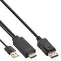 InLine HDMI to DisplayPort Active Converter Cable, 4K, black/gold, 1m